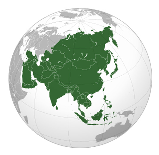 Châu Á có diện tích phần đất liền rộng khoảng 41,5 triệu km²
