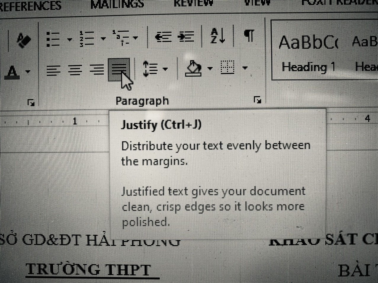 Phím tắt Ctrl J có công dụng gì trong Microsoft Word 2010