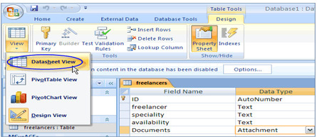 Ở chế độ trang dữ liệu (Datasheet View) không cho phép thay đổi cấu trúc bảng, biểu mẫu.