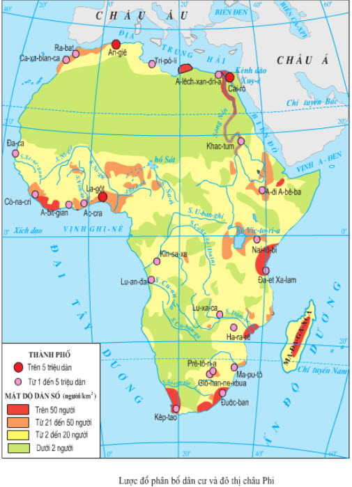 Các thành phố của châu Phi thường tập trung ở một số nơi ven biển