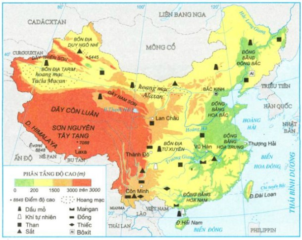 Các đồng bằng ở miền đông Trung Quốc theo tứ tự từ bắc xuống nam là