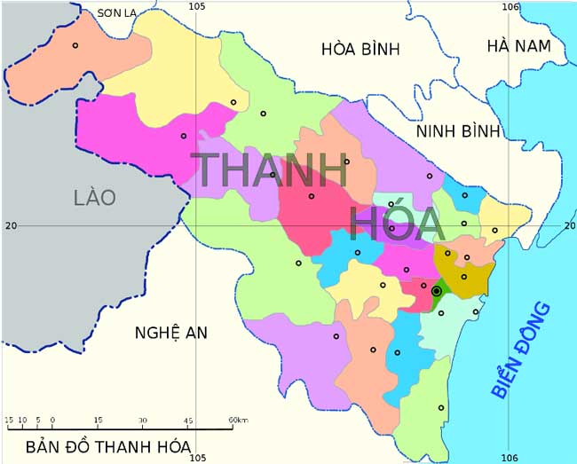 Bản đồ địa lí hành chính tỉnh Thanh Hóa