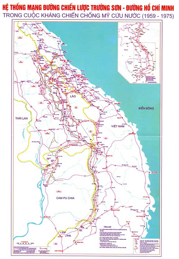 Bản đồ dùng khối hệ thống lối kế hoạch Trường Sơn - lối Hồ Chí Minh 1959 - 1975