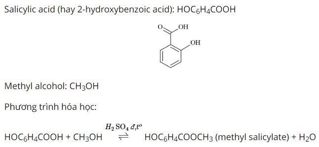 Cho salicylic acid phản ứng với methyl alcohol